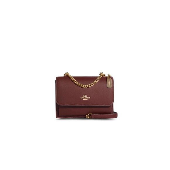 COACH Purse Klare Small Crossbody Wine Leather Gold Chain Bag - Picture 1 of 13